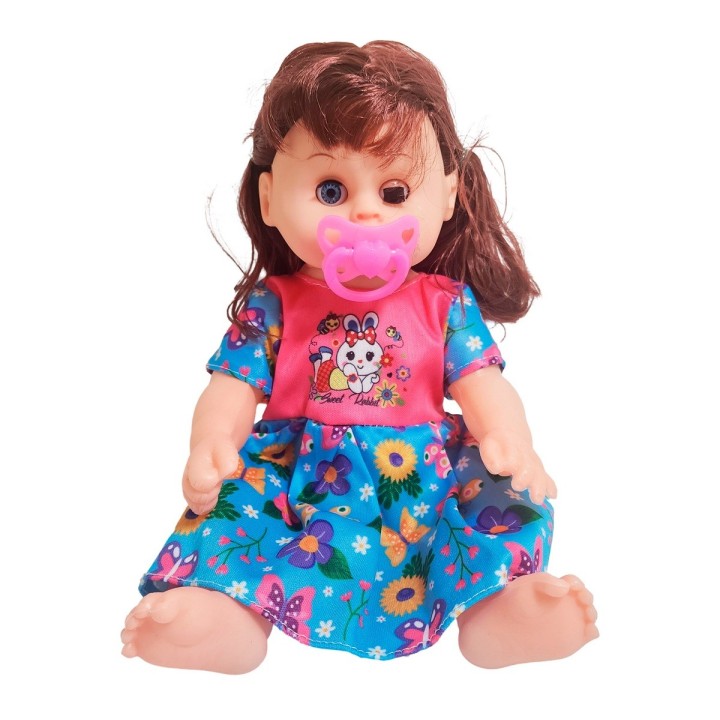 Muñeca Bebe Con Vestido Colores + Chupo Juguete Niñas