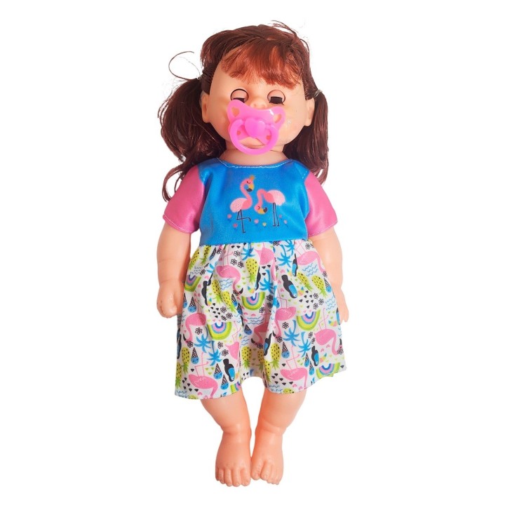 Muñeca Bebe Con Vestido Colores + Chupo Juguete Niñas