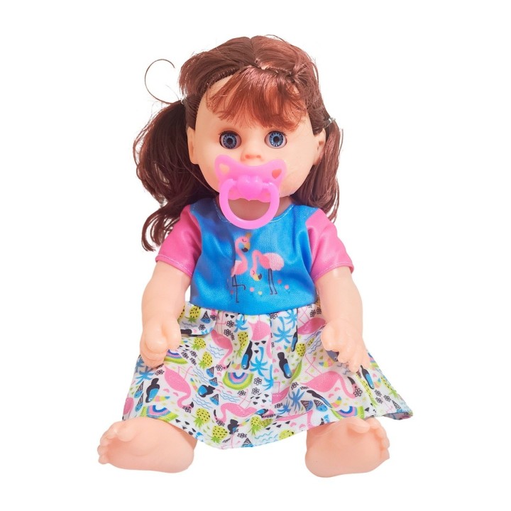 Muñeca Bebe Con Vestido Colores + Chupo Juguete Niñas