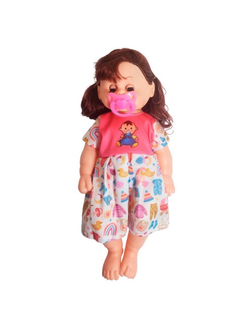 Muñeca Bebe Con Vestido Colores + Chupo Juguete Niñas