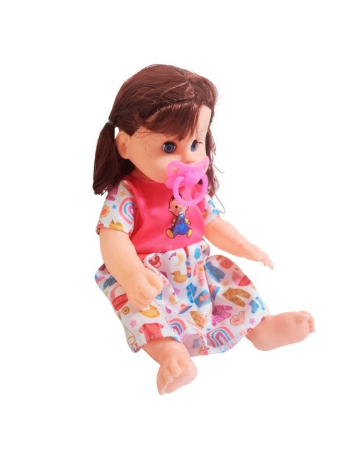 Muñeca Bebe Con Vestido Colores + Chupo Juguete Niñas
