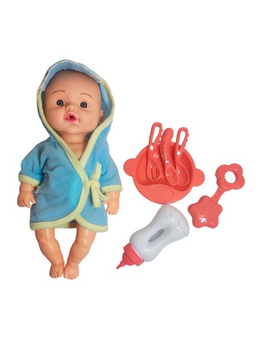 Muñeco Bebe Bata De Baño + Accesorios Juguete Niñas