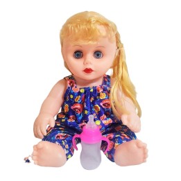 Muñeca Con Vestido Bebe Con Tetero En Bolso Juguete Niñas
