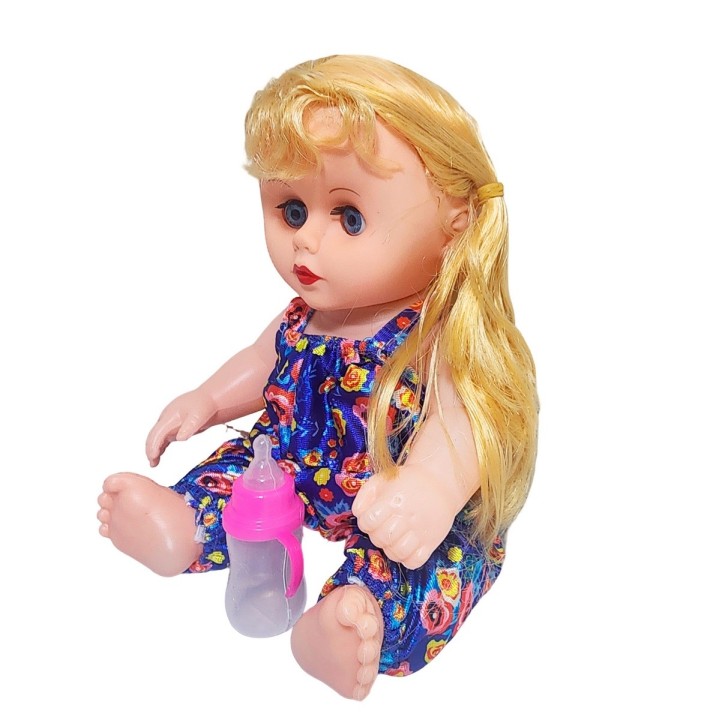 Muñeca Con Vestido Bebe Con Tetero En Bolso Juguete Niñas