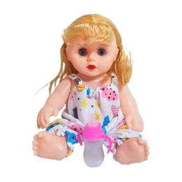 Muñeca Con Vestido Bebe Con Tetero En Bolso Juguete Niñas