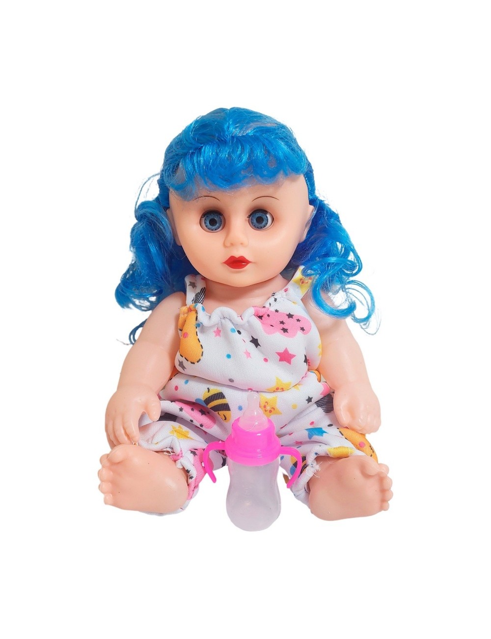 Muñeca Con Vestido Bebe Con Tetero En Bolso Juguete Niñas