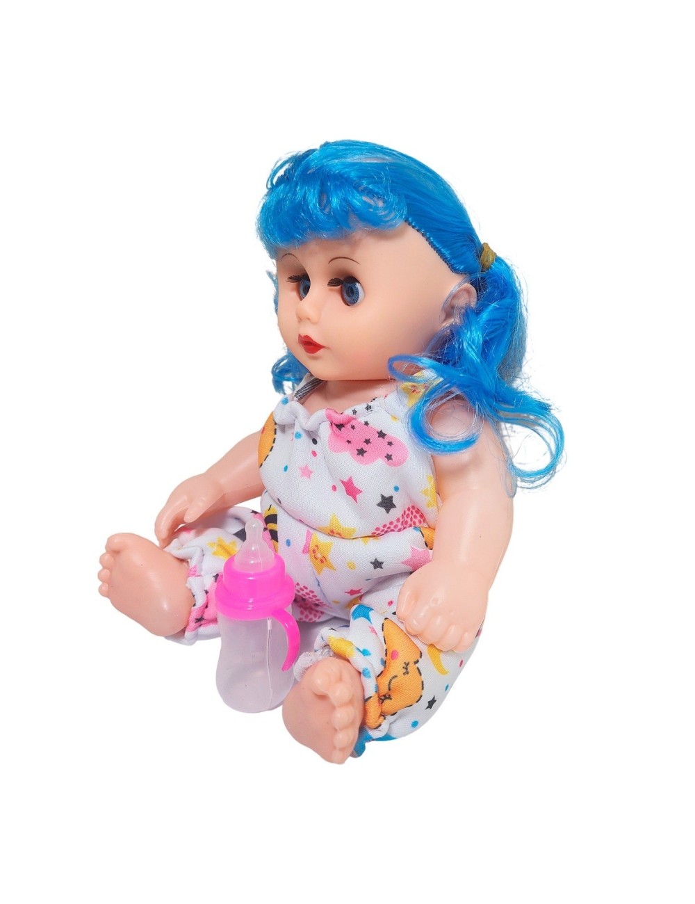 Muñeca Con Vestido Bebe Con Tetero En Bolso Juguete Niñas