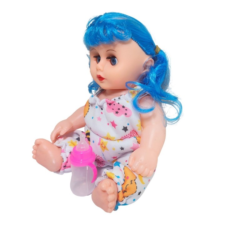 Muñeca Con Vestido Bebe Con Tetero En Bolso Juguete Niñas