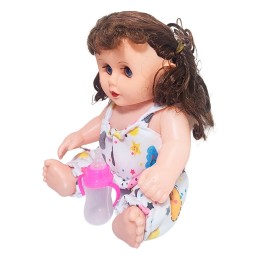 Muñeca Con Vestido Bebe Con Tetero En Bolso Juguete Niñas