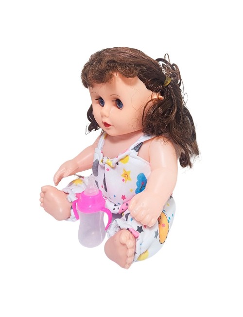 Muñeca Con Vestido Bebe Con Tetero En Bolso Juguete Niñas