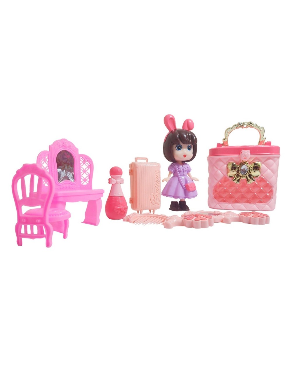 Muñeca Juguete Niñas + Accesorio Belleza Tocador Interactivo