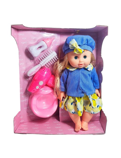 Muñeca Bebe Realista Con Vestido Tetero Peine Bacinilla Niña