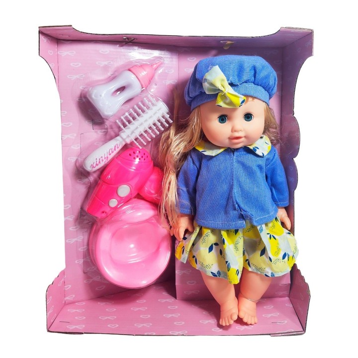 Muñeca Bebe Realista Con Vestido Tetero Peine Bacinilla Niña