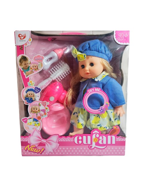 Muñeca Bebe Realista Con Vestido Tetero Peine Bacinilla Niña