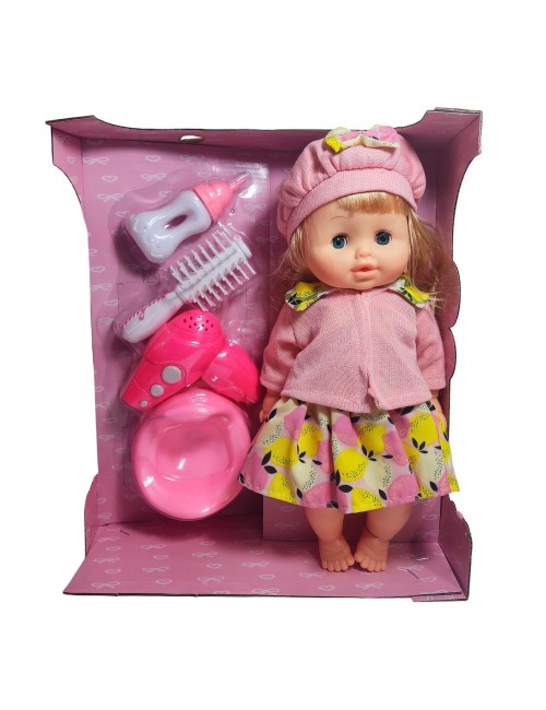 Muñeca Bebe Realista Con Vestido Tetero Peine Bacinilla Niña