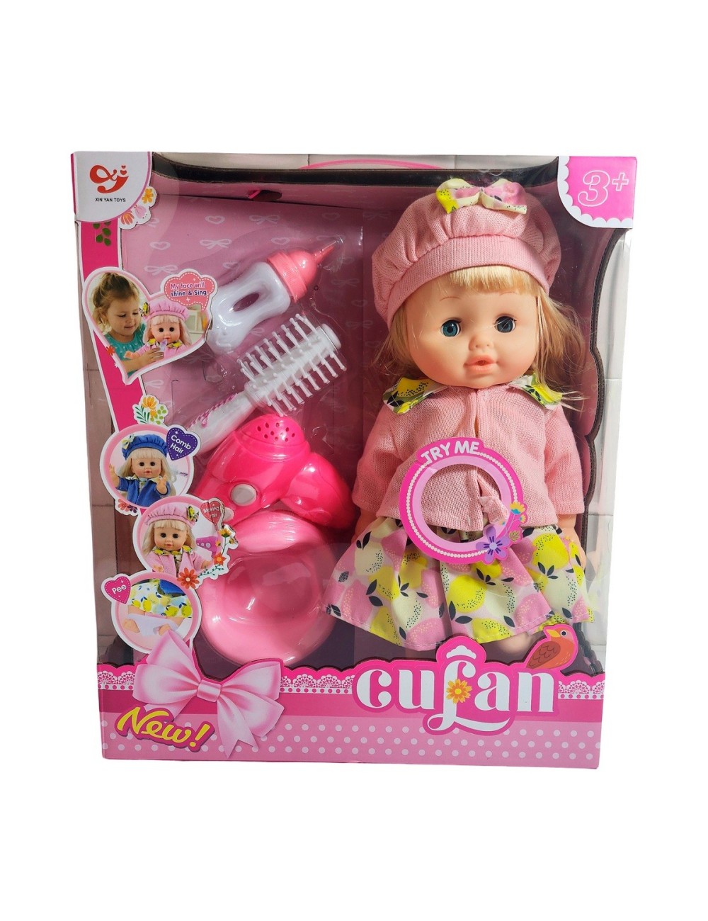 Muñeca Bebe Realista Con Vestido Tetero Peine Bacinilla Niña