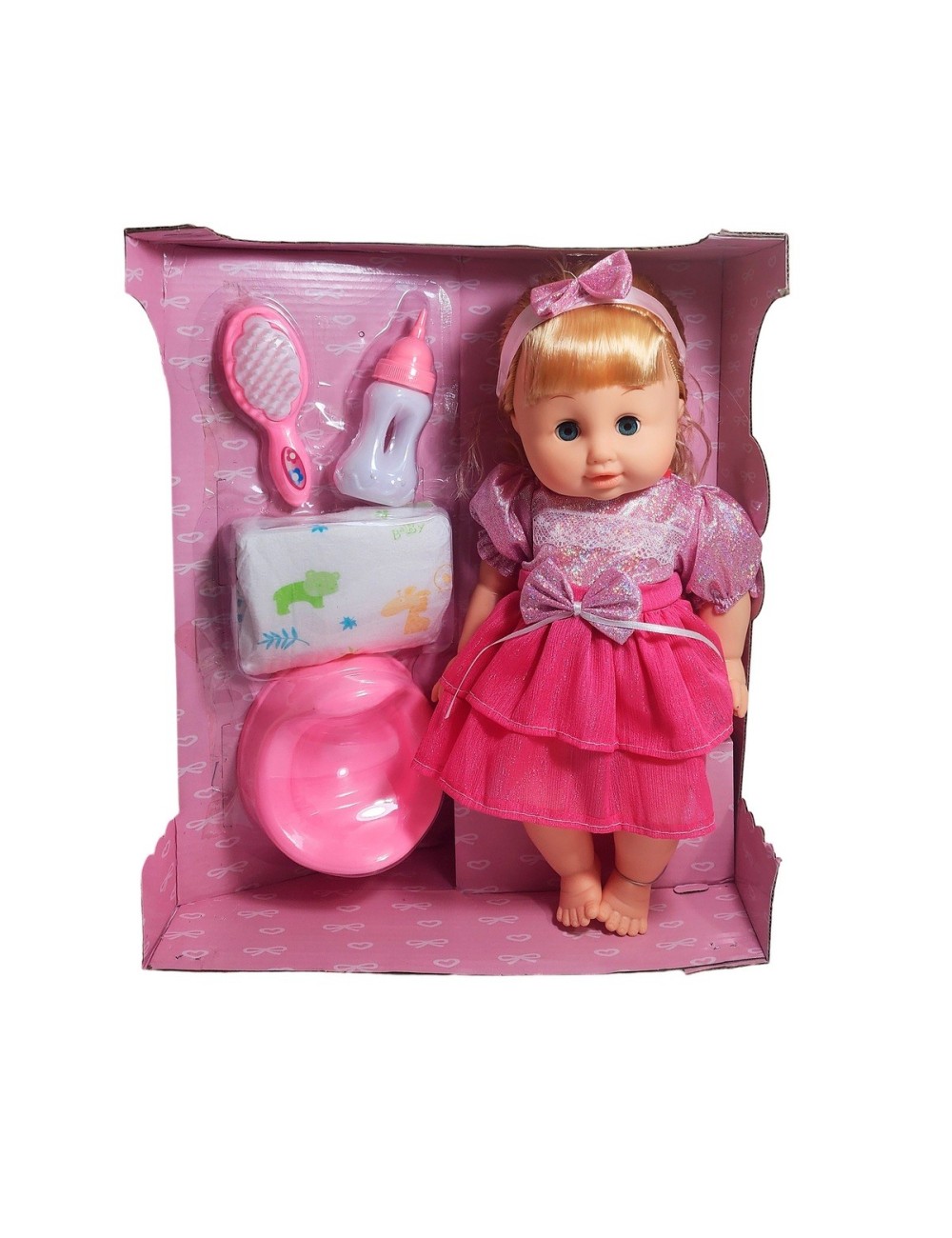 Muñeca Bebe Con Vestido + Accesorios Bacinilla Y Pañal