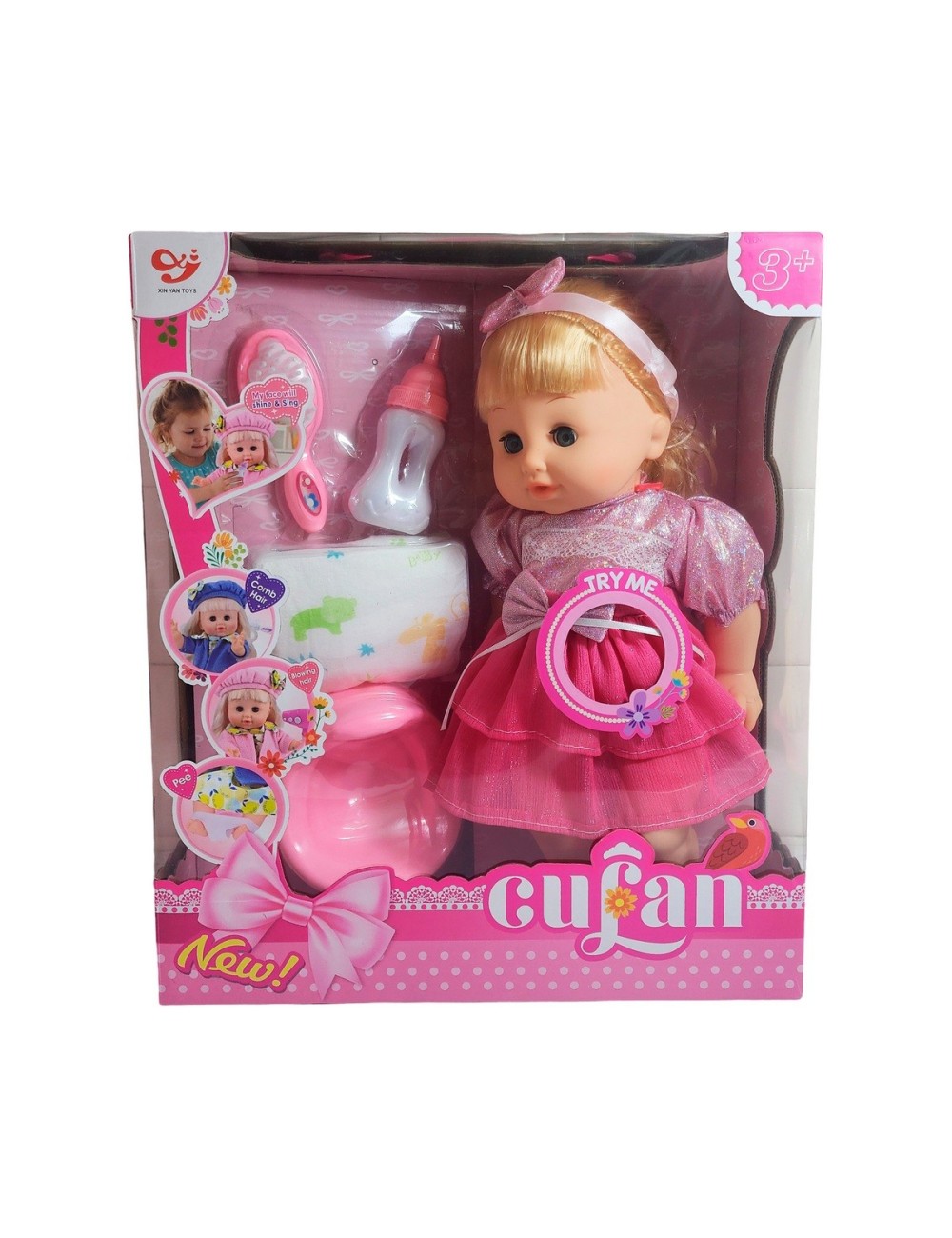 Muñeca Bebe Con Vestido + Accesorios Bacinilla Y Pañal