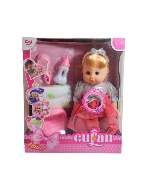 Muñeca Bebe Con Vestido + Accesorios Bacinilla Y Pañal