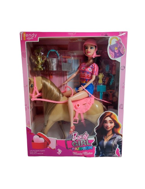 Muñeca Jinete Con Caballo Juguete Niñas + Accesorios