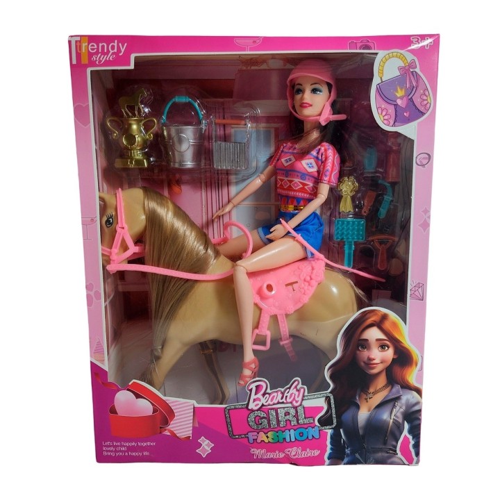 Muñeca Jinete Con Caballo Juguete Niñas + Accesorios