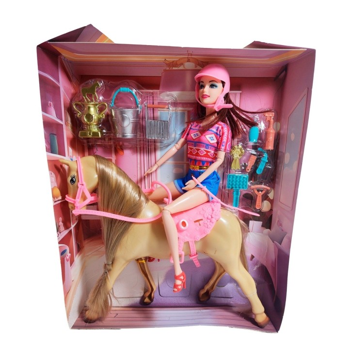 Muñeca Jinete Con Caballo Juguete Niñas + Accesorios