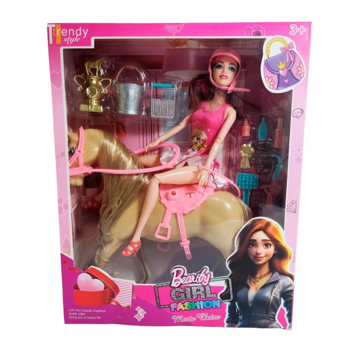 Muñeca Jinete Con Caballo Juguete Niñas + Accesorios