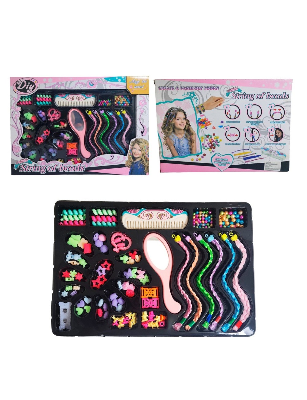 Set Kit Para Hacer Pulseras Y Peinados + Trenzas Extensiones