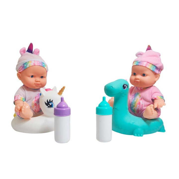 Muñeco Bebe Duo Unicornio Con Flotadores De Unicornio