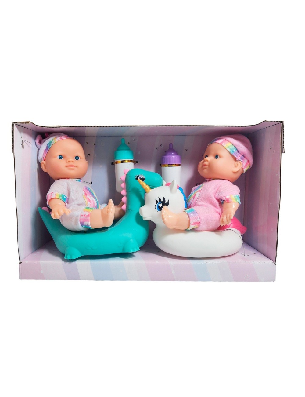 Muñeco Bebe Duo Unicornio Con Flotadores De Unicornio