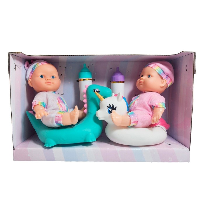 Muñeco Bebe Duo Unicornio Con Flotadores De Unicornio