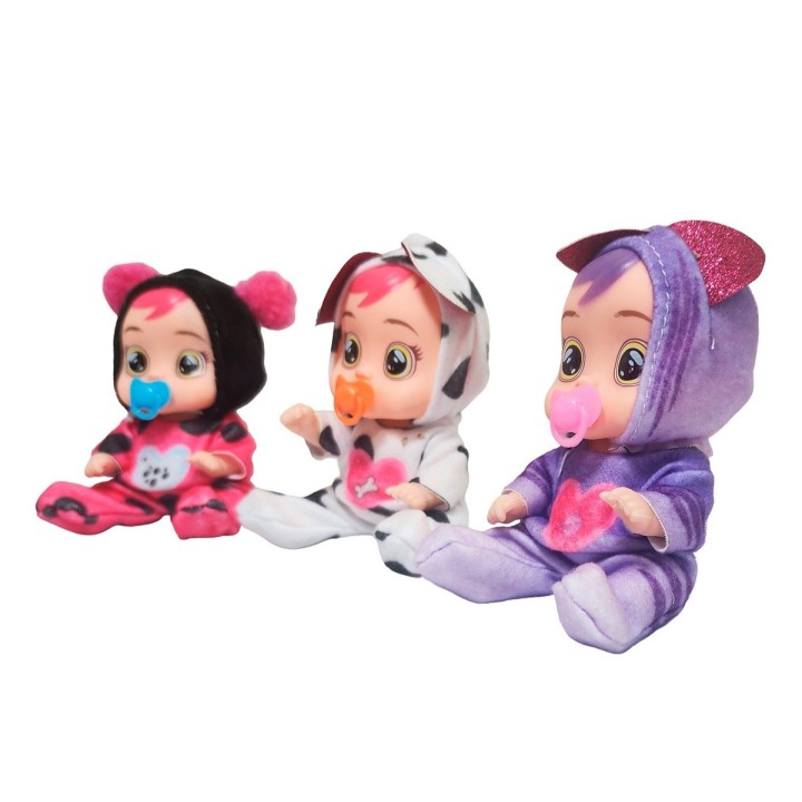 Muñeca Mini Bebe Con Pijama X 3 Unidades + Un Tetero