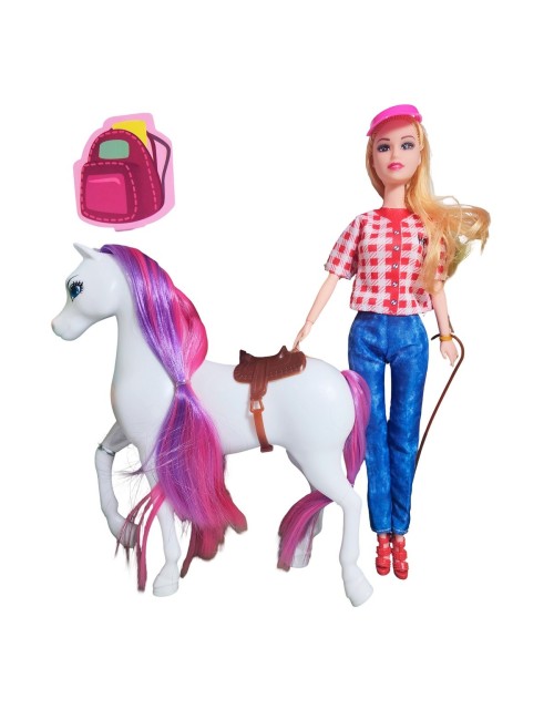 Muñeca Jinete Con Caballo Juguete Niñas