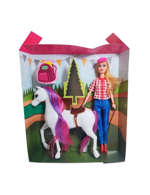 Muñeca Jinete Con Caballo Juguete Niñas