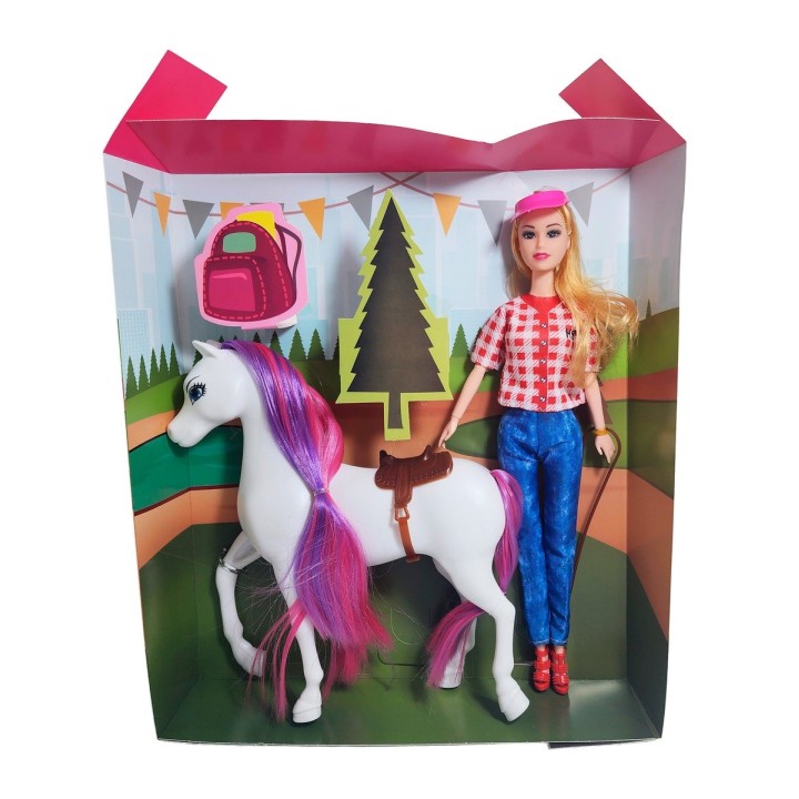 Muñeca Jinete Con Caballo Juguete Niñas