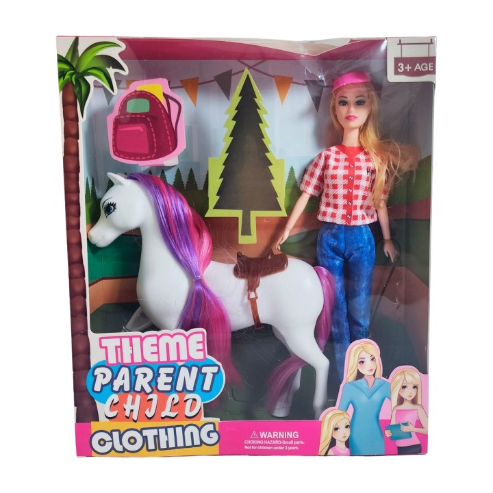 Muñeca Jinete Con Caballo Juguete Niñas