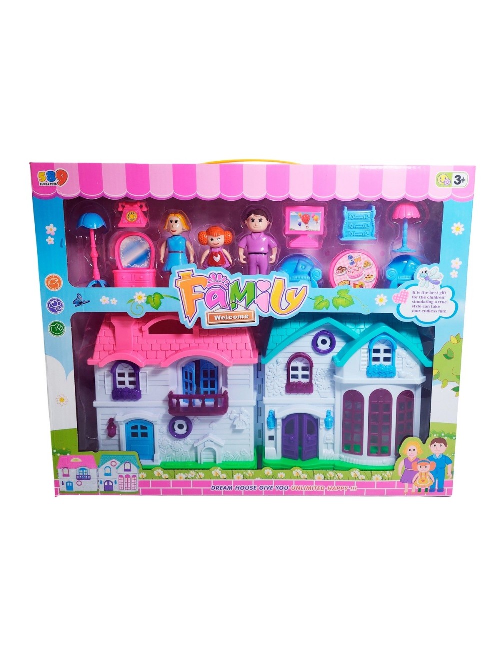 Casa De Muñeca Con Muebles Personajes Mediana Juguete