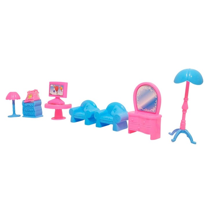 Casa De Muñeca Con Muebles Personajes Mediana Juguete