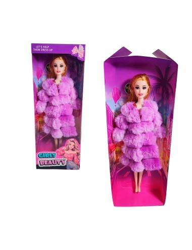 Muñeca Abrigo Peludo Juguete Interactivo Niña