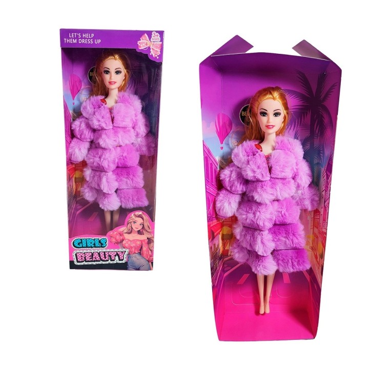 Muñeca Abrigo Peludo Juguete Interactivo Niña
