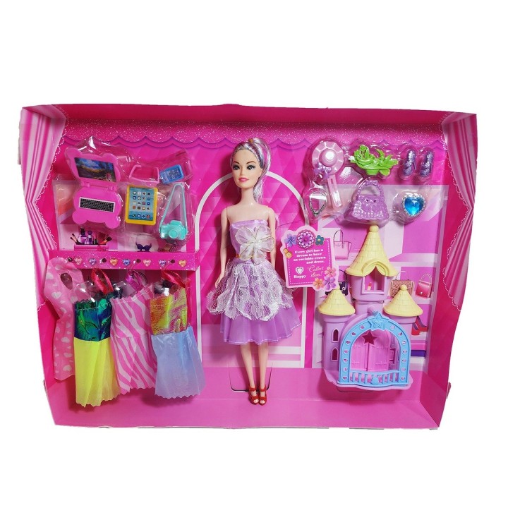 Muñeca Vestido Elegante Accesorios + Castillo Princesa Niñas