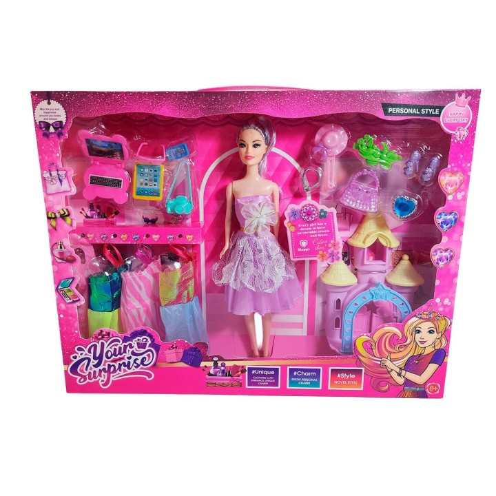 Muñeca Vestido Elegante Accesorios + Castillo Princesa Niñas