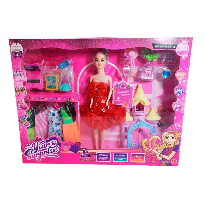 Muñeca Vestido Elegante Accesorios + Castillo Princesa Niñas