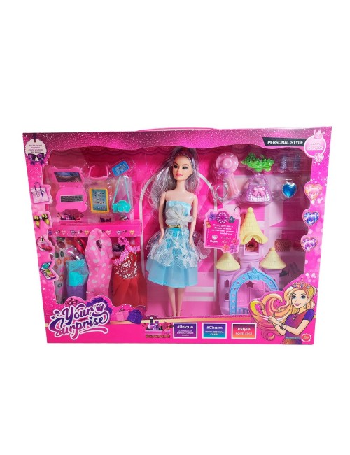 Muñeca Vestido Elegante Accesorios + Castillo Princesa Niñas