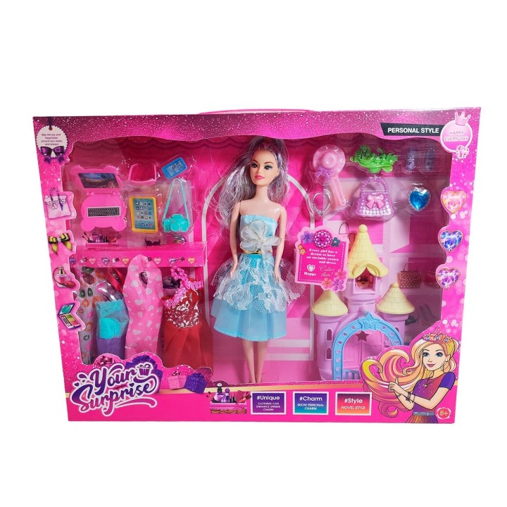 Muñeca Vestido Elegante Accesorios + Castillo Princesa Niñas