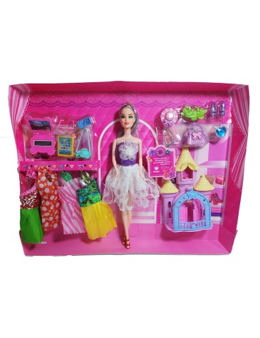 Muñeca Vestido Elegante Accesorios + Castillo Princesa Niñas