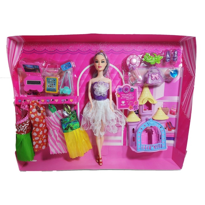 Muñeca Vestido Elegante Accesorios + Castillo Princesa Niñas