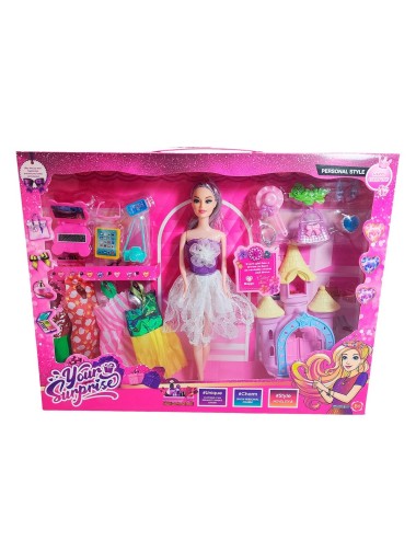 Muñeca Vestido Elegante Accesorios + Castillo Princesa Niñas