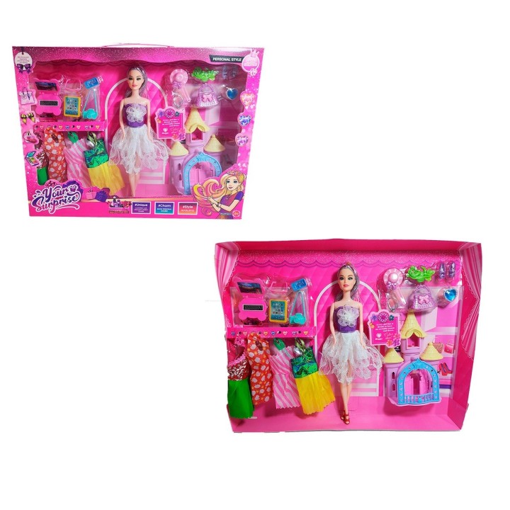 Muñeca Vestido Elegante Accesorios + Castillo Princesa Niñas