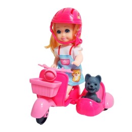 Muñeca En Moto Mascota Moticicleta Juguete Niñas Interactivo